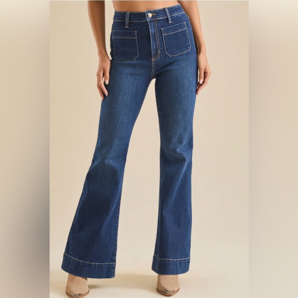 Altar’d State High Rise Women’s Flare Jeans Medium Wash Boho Retro Size 30 - Picture 1 of 10